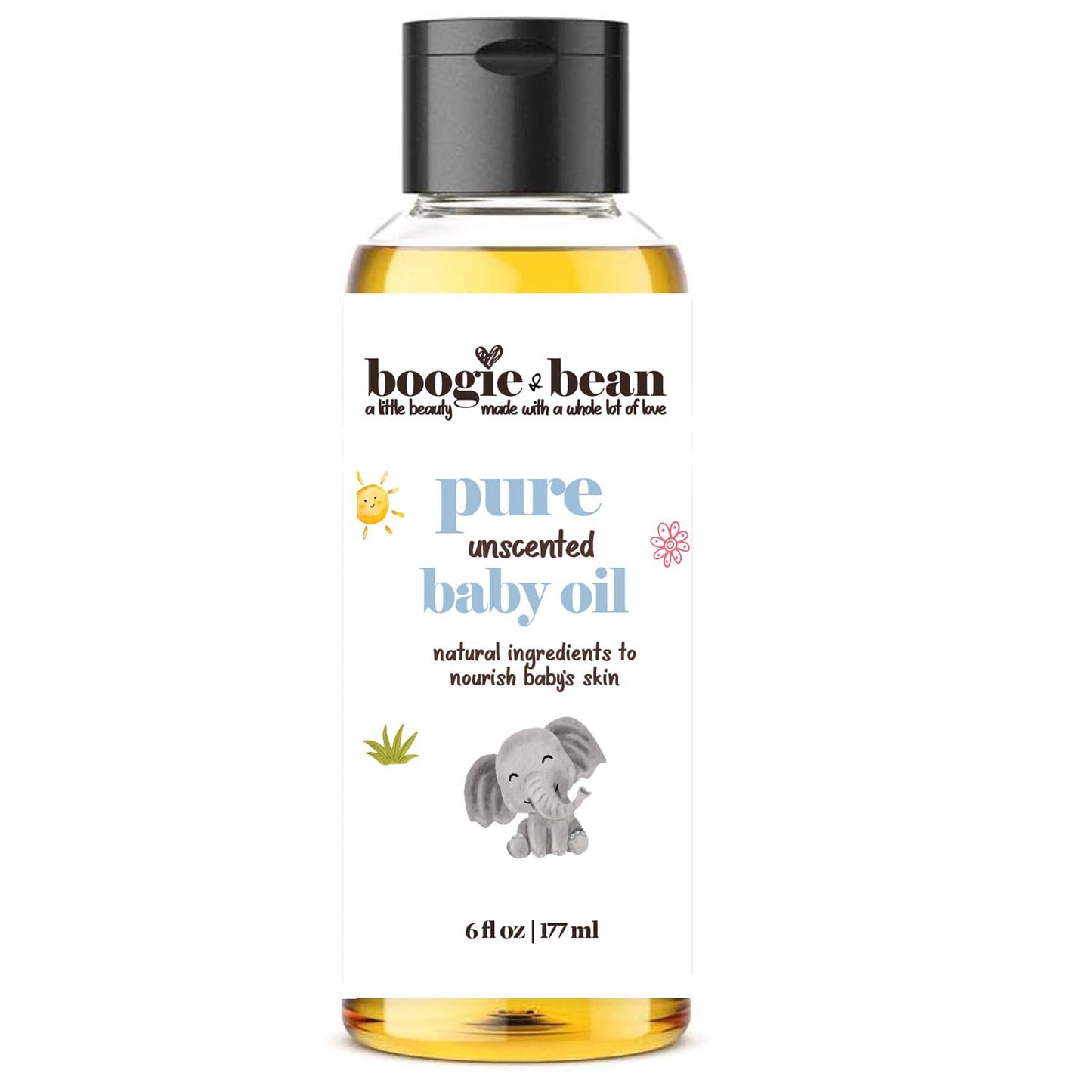 Unscented Baby Oil All-Natural, Fragrance-Free Body Oil with Coconut Oil for Babies and Kids Gentle Moisturizing Baby Care