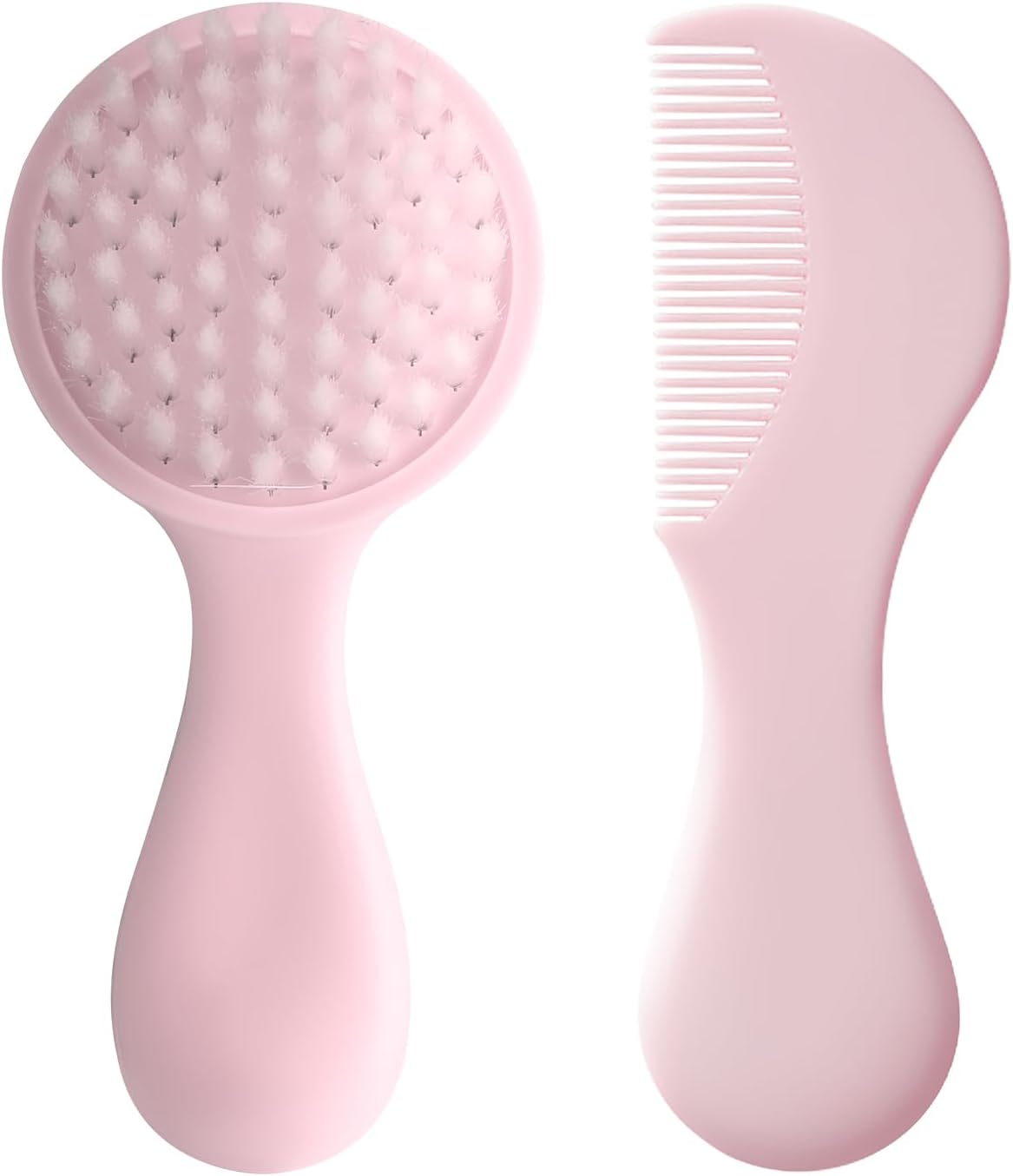 Soft Baby Hair Comb and Brush Set Newborn Hair Care for Girls Boys Pink