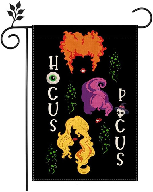 12×18 in Hocus Pocus Halloween Garden Flag Double-Sided Witch Silhouette Décor | USA Decoration®
