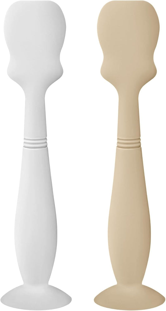 2-Pack Silicone Diaper Cream Spatula Set for Babies in Sand and White