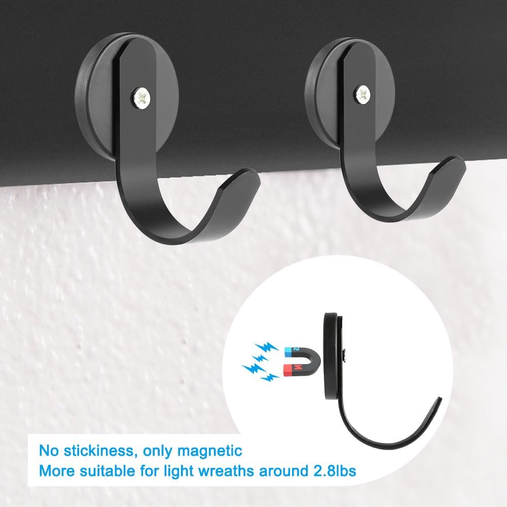 Picowe 2 Pack Magnetic Wreath Hanger Wreath Holder Wreath Hanger Hook for Metal Front Door for Christmas Decorations