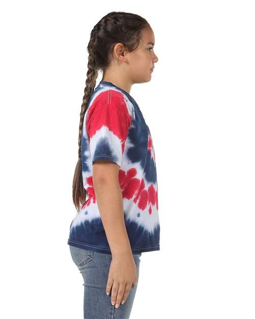 Youth Multi-Color Spiral Tie-Dyed T-Shirt | USA Decoration