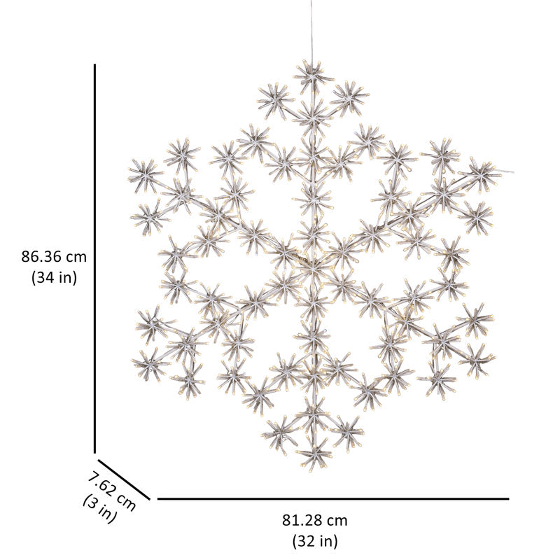 53In Cluster Snowflake Light with 804 Warm White Sparkling LED Lights