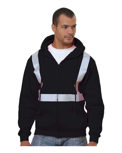 USA-Made Hi-Visibility Full-Zip Hooded Sweatshirt | USA Decoration
