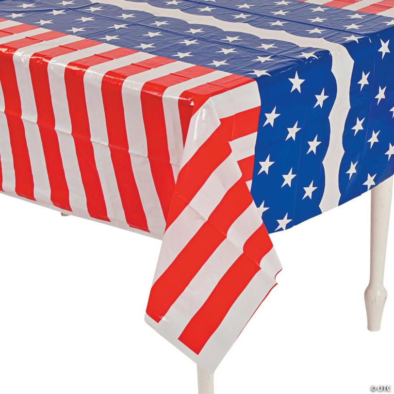54" x 108" Stars & Stripes Plastic Tablecloth