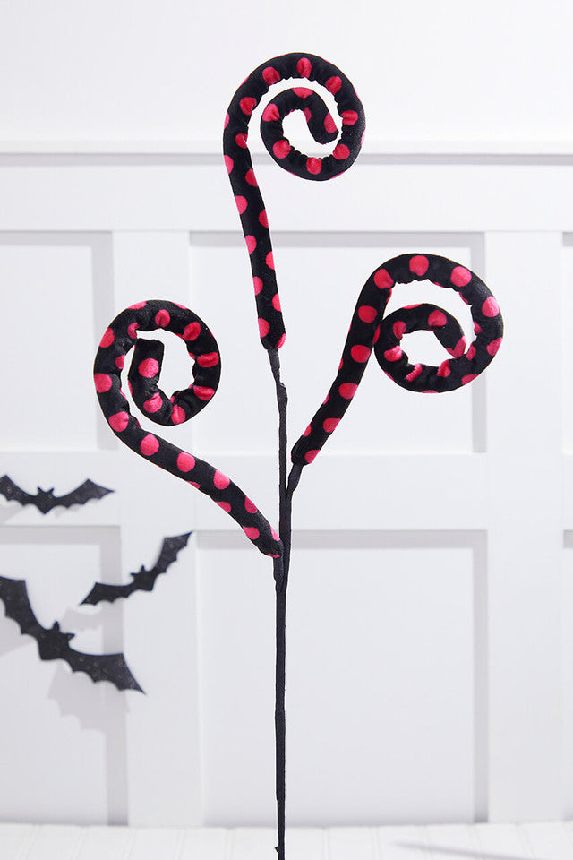 29” Black & Pink Polka Dot Spiral Curly Spray for Playful and Festive Decorations