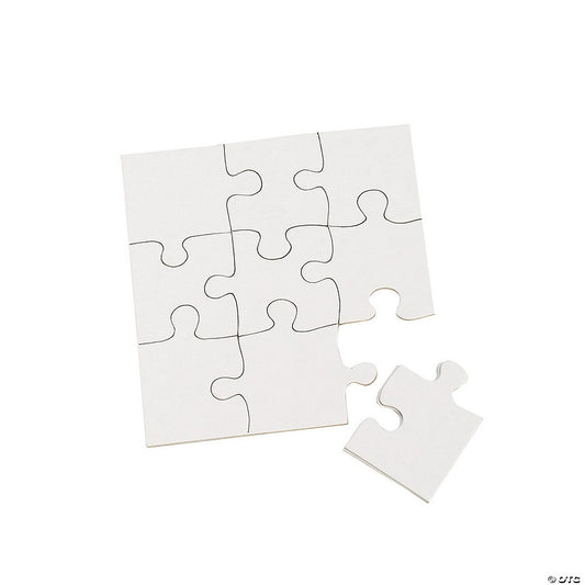 4" x 4" DIY White Cardboard Puzzle Craft Activities - 24 Pc.