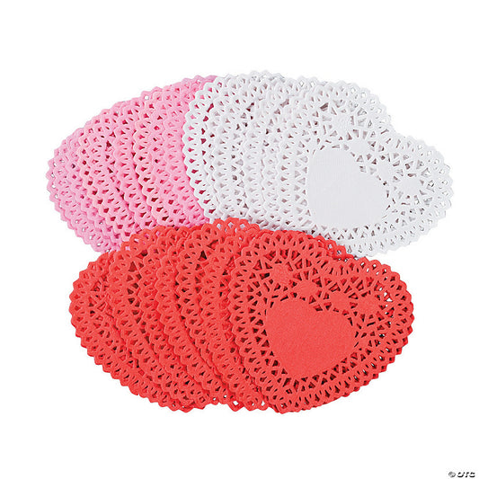 3 1/2" Bulk 100 Pc. Mini Valentine Heart Paper Doilies