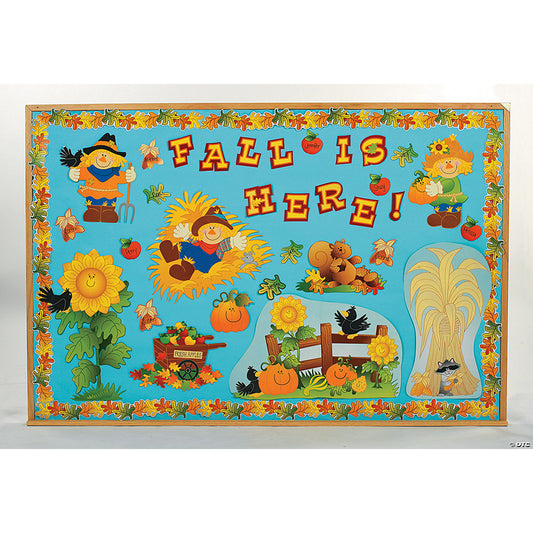 1 Set(s): Fall Harvest Scarecrow Cardstock Classroom Bulletin Board Set - 150 Pc. | USA Decoration®