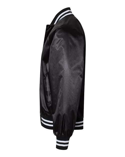 Satin Baseball Jacket Striped Trim | USA Decoration