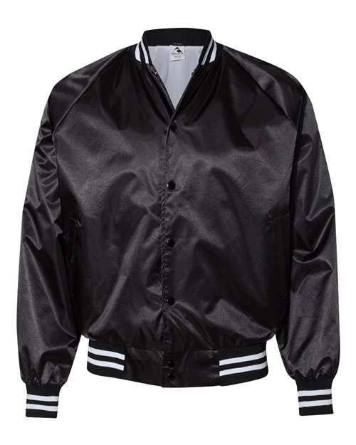 Satin Baseball Jacket Striped Trim | USA Decoration