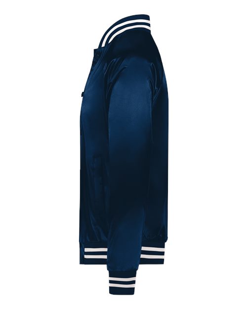 Satin Baseball Jacket Striped Trim | USA Decoration