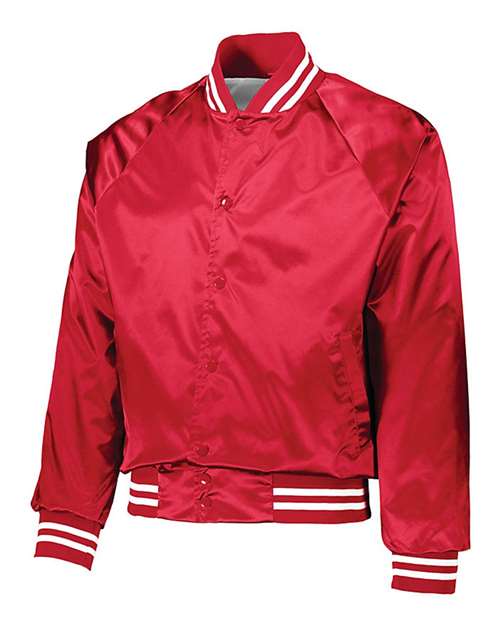 Satin Baseball Jacket Striped Trim | USA Decoration