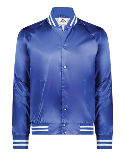 Satin Baseball Jacket Striped Trim | USA Decoration