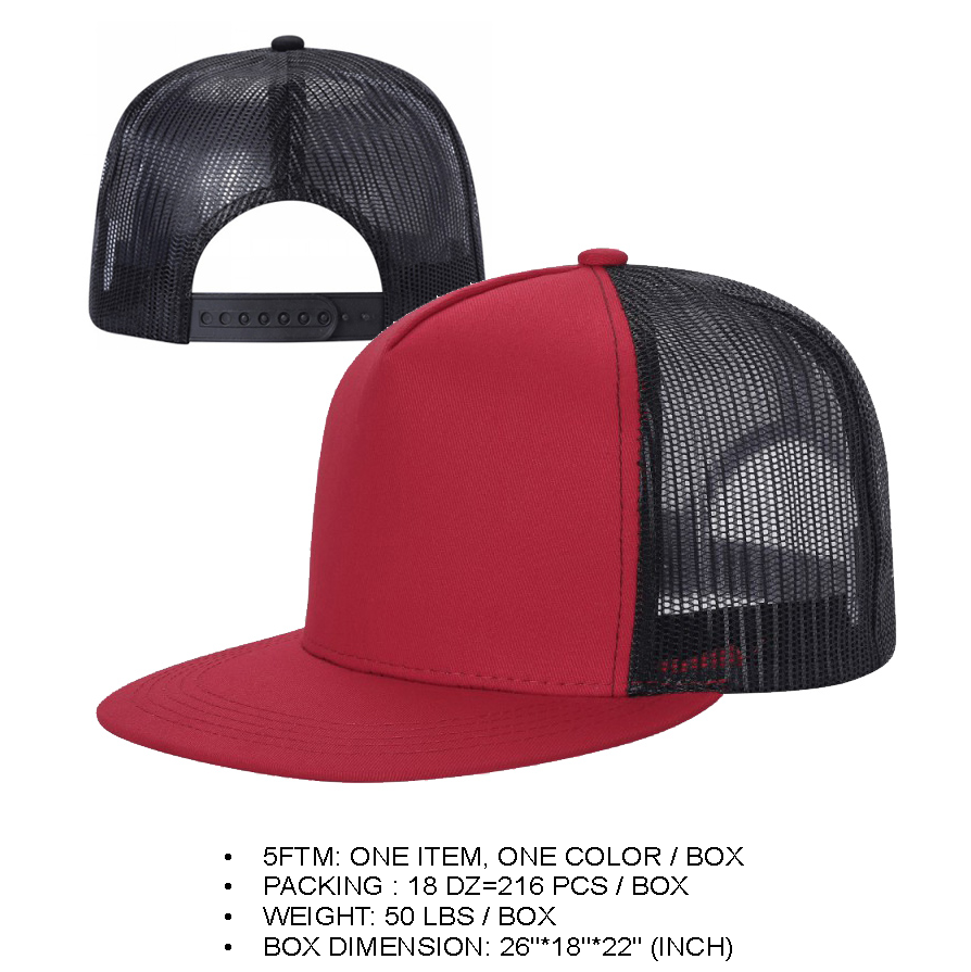 5TFTM Tencel Solid & 2-Tone Trucker Mesh Hat Adjustable Snapback