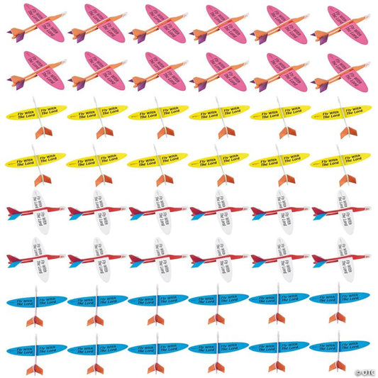 5 1/2" Bulk 48 Pc. Religious Fly With the Lord Foam Glider Toys