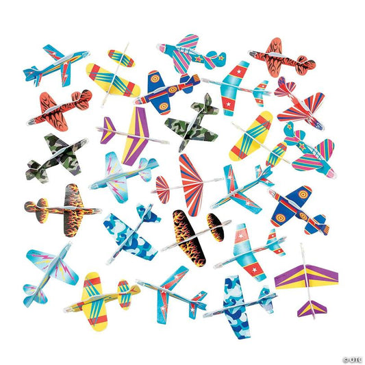 5 1/2" Bulk 72 Pc. Colorful Patterns Foam Glider Toy Assortment
