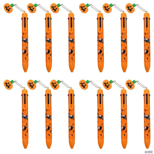 5 1/2" Halloween Peanuts Great Pumpkin Plastic Shuttle Pens with Charm – 12 Pc.