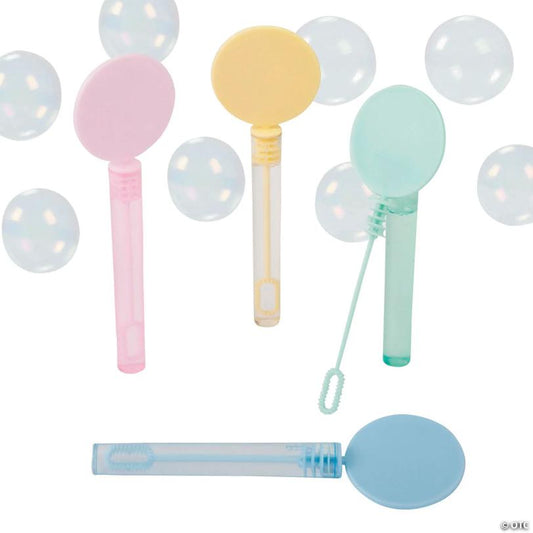 5 1/2" Mini Flat Pastel Colored Bubble Tubes with Wand - 24 Pc.
