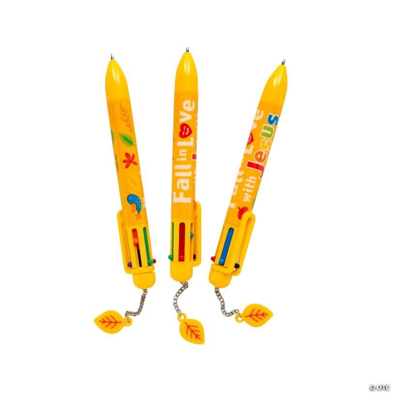 5 1/2" Religious Fall in Love with Jesus Plastic Shuttle Pens with Charm – 12 Pc.