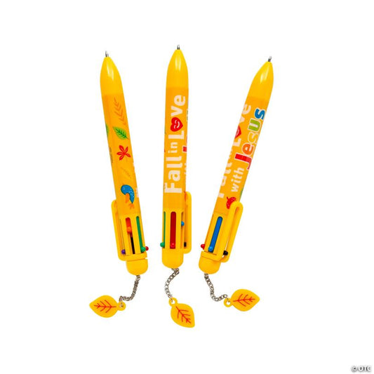5 1/2" Religious Fall in Love with Jesus Plastic Shuttle Pens with Charm – 12 Pc.