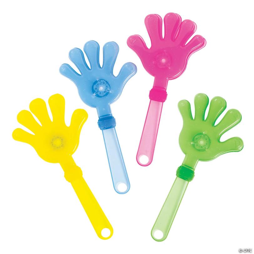 5 1/2" x 11" Large Light-Up Solid Color Plastic Hand Clappers - 12 Pc.
