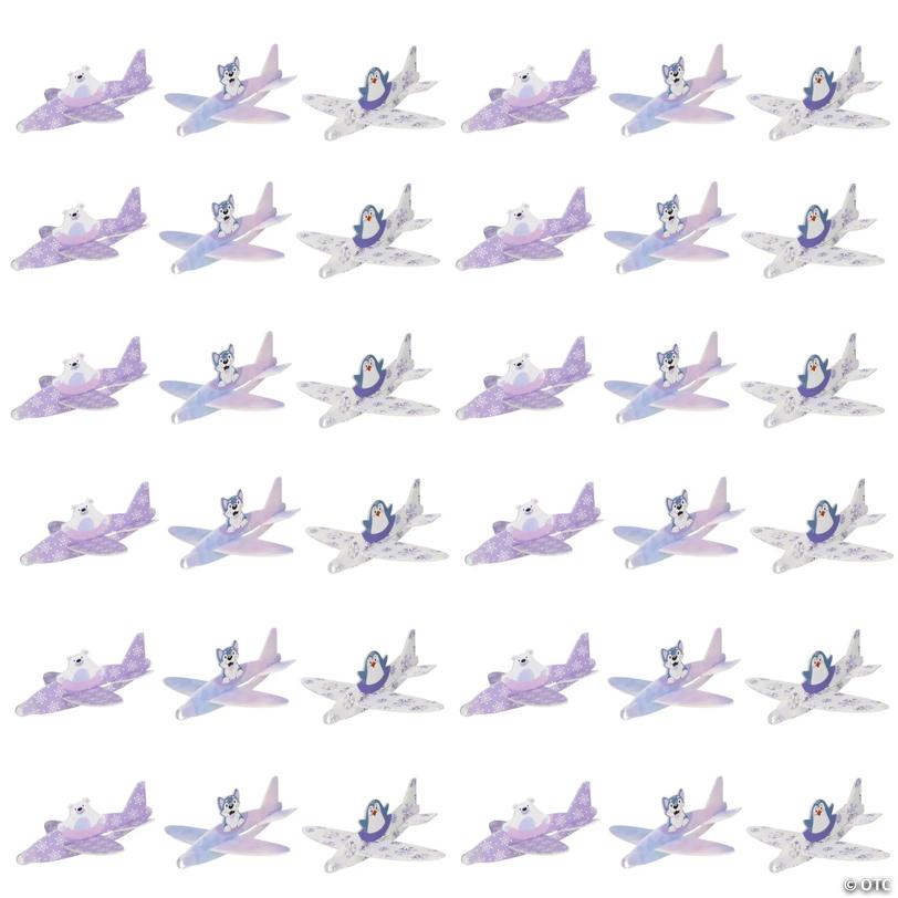 5 1/2" x 2" Pastel Arctic Wonderland Animal Foam Airplane Gliders – 24 Pc.