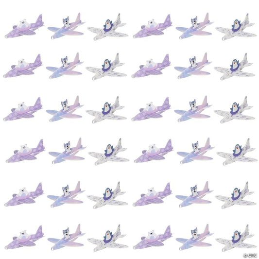 5 1/2" x 2" Pastel Arctic Wonderland Animal Foam Airplane Gliders – 24 Pc.