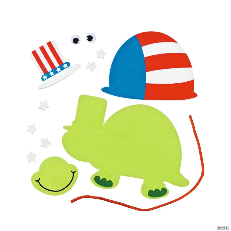 5 1/2" x 3 1/2" Patriotic Turtle Ornament Foam Craft Kit - Makes 12
