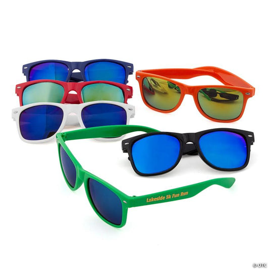 5 1/2" x 5 1/2" Bulk 48 Pc. Personalized Mirrored Lens Sunglasses | USA Decoration®