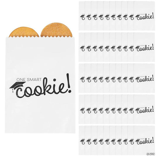 5 1/2" x 8" Bulk 50 Pc. Graduation Party One Smart Cookie Paper Treat Bags | USA Decoration®