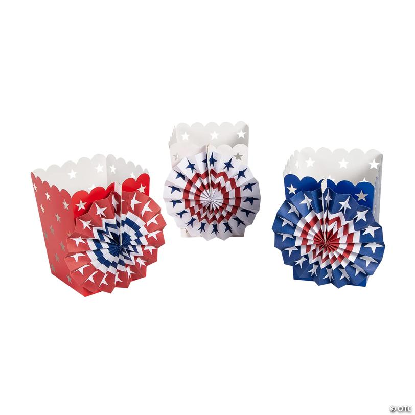5 1/2" x 8" Patriotic Paper Fan Luminary Bags - 12 Pc.