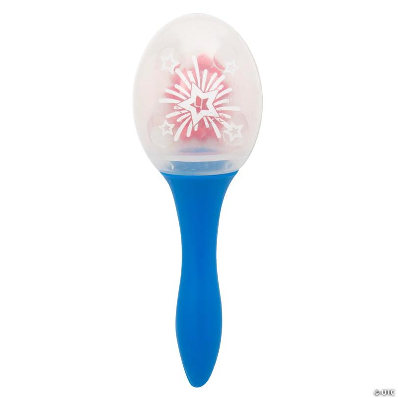 5 1/4" Clear Patriotic Plastic Maracas with Red Beads - 12 Pc.