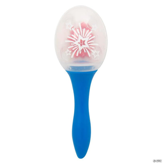 5 1/4" Clear Patriotic Plastic Maracas with Red Beads - 12 Pc.