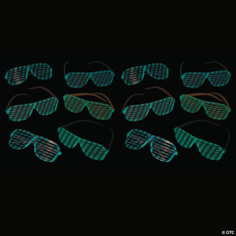 5 1/4" Kids Bright Color Glow-in-the-Dark Plastic Shutter Glasses – 12 Pc.