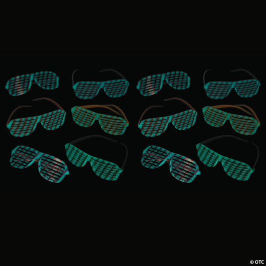 5 1/4" Kids Bright Color Glow-in-the-Dark Plastic Shutter Glasses – 12 Pc.