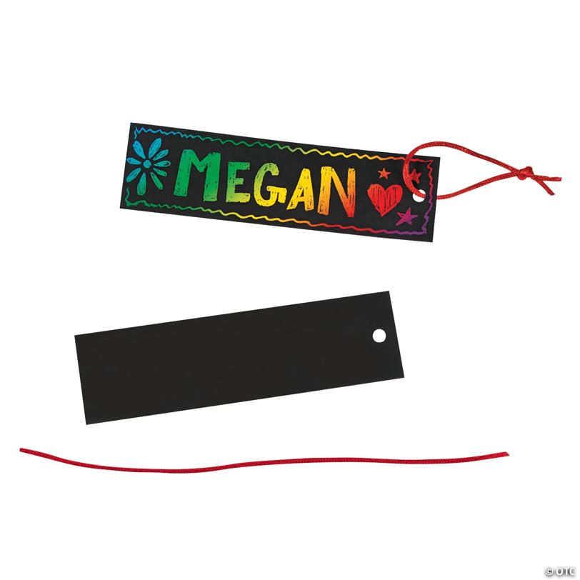 5 1/4" Magic Color Scratch Paper Bookmarks with Red Satin Ribbon - 24 Pc.