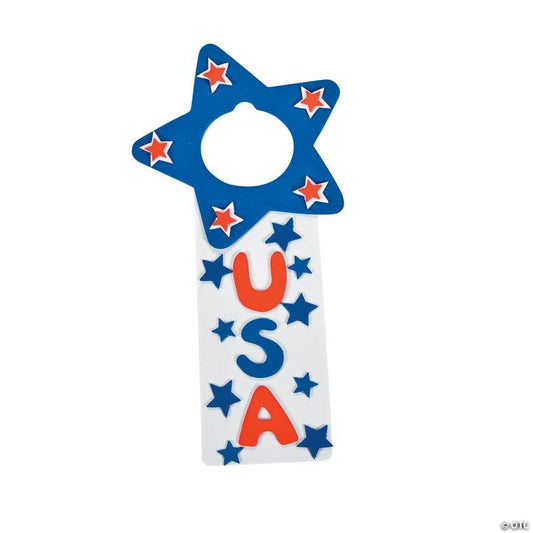 5 1/4" x 10 3/4" Patriotic USA Star Doorknob Hanger Craft Kit – Makes 12