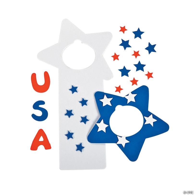 5 1/4" x 10 3/4" Patriotic USA Star Doorknob Hanger Craft Kit – Makes 12