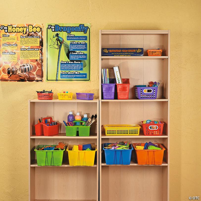 5 1/4" x 2 1/4" Classroom Small Square Bright Color Storage Baskets - 6 Pc.