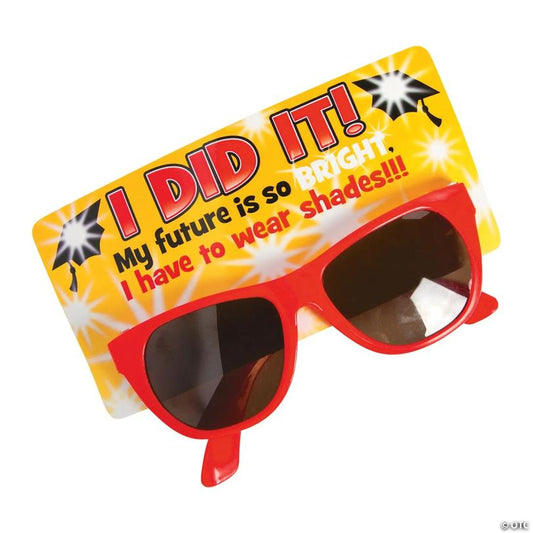 5 1/4" x 2" I Did It Graduation Plastic Novelty Sunglasses with Card for 12 | USA Decoration®
