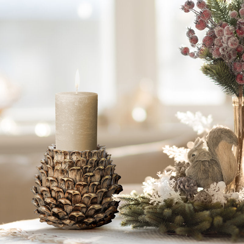 5" Resin Pinecone Candle Holder
