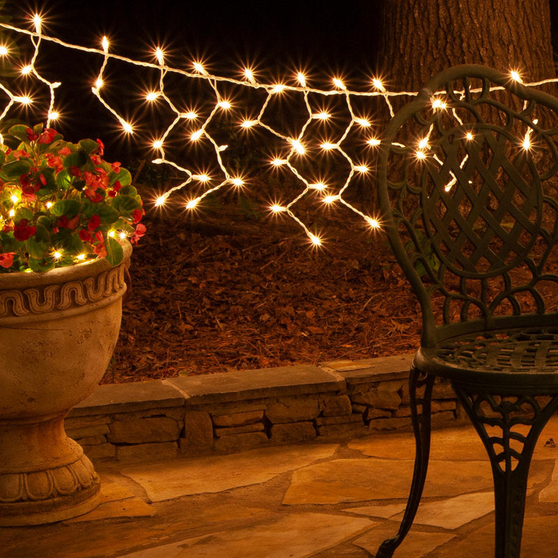 5' 100-Light Icicle Lights on White Wire (End to End Connectable)