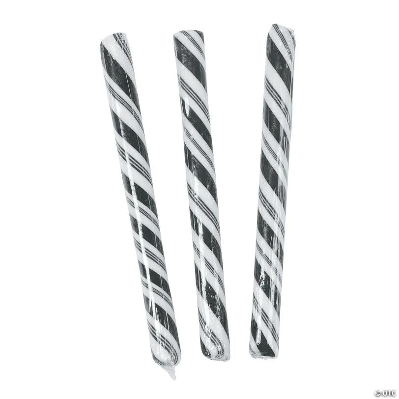 5" 2 lbs. Black Striped Classic Hard Candy Sticks - 80 Pc.