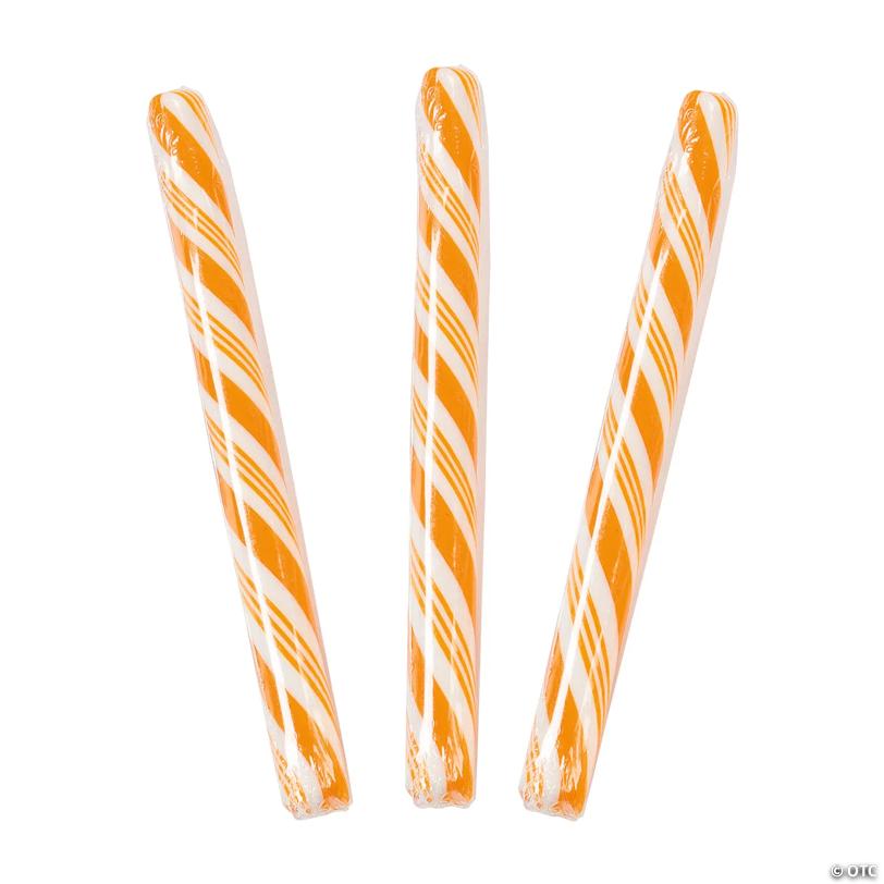 5" 2 lbs. Orange Striped Classic Hard Candy Sticks - 80 Pc.