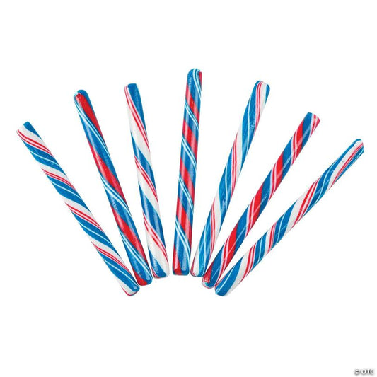 5" 2 lbs. Patriotic Red, White & Blue Fruit Flavors Candy Sticks - 80 Pc.