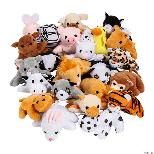 48 Piece(s): 4" Bulk 48 Pc. Mini Pet & Zoo Stuffed Animal Handout Assortment | USA Decoration®