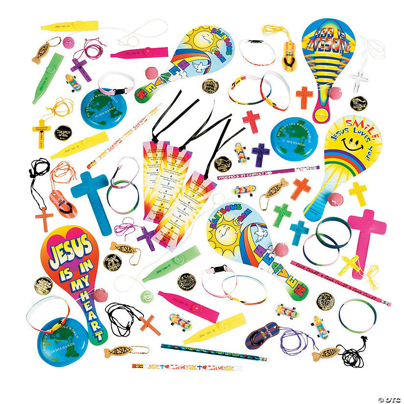 250 Piece(s): 1" - 8" Bulk 250 Pc. Religious Novelty Toy & Handout Assortment | USA Decoration®