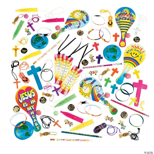 250 Piece(s): 1" - 8" Bulk 250 Pc. Religious Novelty Toy & Handout Assortment | USA Decoration®