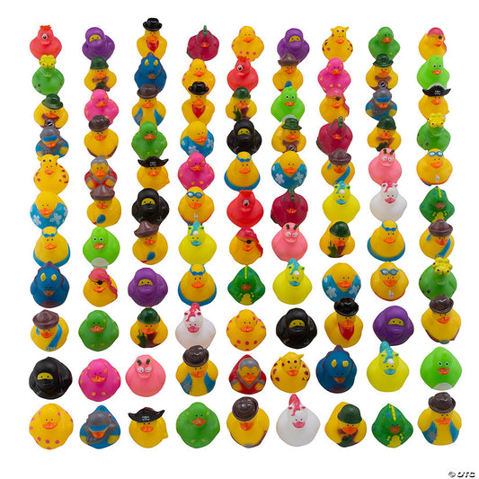 100 Piece(s): 2" Bulk 100 Pc. Mega Everyday Fun Yellow Rubber Ducks Assortment | USA Decoration®